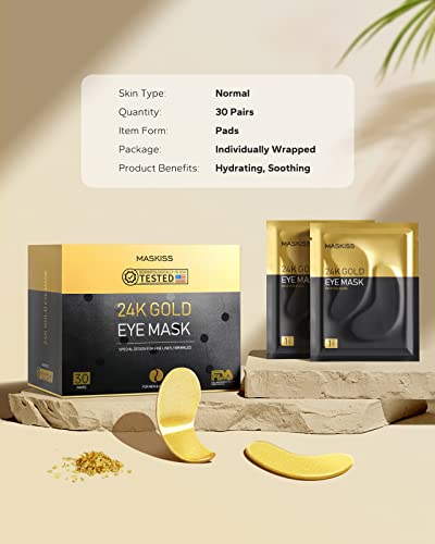 Maskiss 30-Pairs 24K Gold Under Eye Patches, Eye Mask, Eye Patches for Puffy Eyes, Eye Masks for Dark Circles and Puffiness, Collagen Skin Care Products - Image 2
