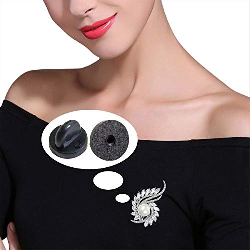 Lapel Pin Backings,Butterfly Clutch Pin Backings PVC Rubber Pin Backs Pin Keepers for Replacement Uniform Badge (Black, Pack of 50) - Image 3