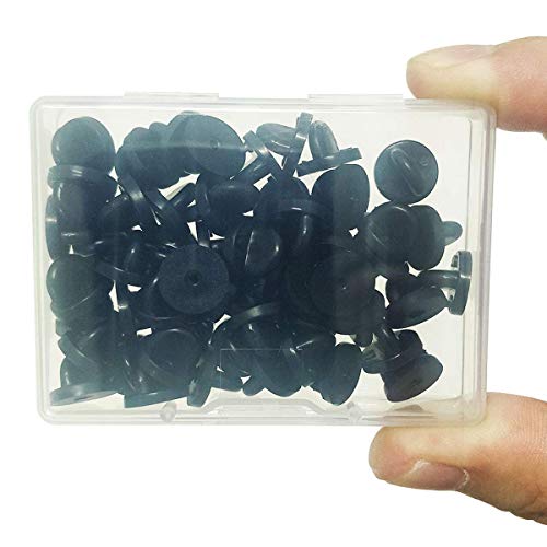 Lapel Pin Backings,Butterfly Clutch Pin Backings PVC Rubber Pin Backs Pin Keepers for Replacement Uniform Badge (Black, Pack of 50) - Image 2
