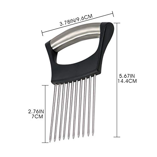 1PCS Onion Holder Slicer, 2PCS Finger Guard, Holder Slicer Vegetable For Onion, Tomato, Lemon, Meat, Onion Cutting Tool Stainless Steel Cutting Kitchen Gadgets - Image 3