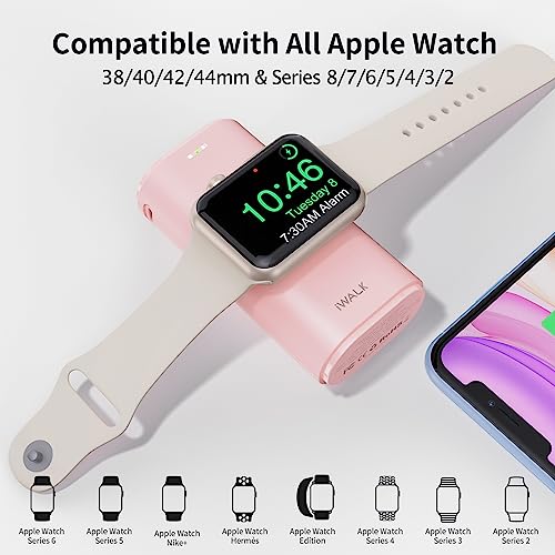 iWALK Portable Apple Watch Charger, 9000mAh Power Bank with Built in Cable, Phone Charger, Compatible with Apple Watch Series 7/6/Se/5/4/3/2, iPhone14/13/12/12 Pro Max/ 11/6s - Image 6
