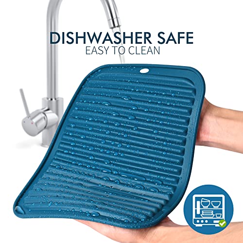 HOTEC Silicone Trivets for Hot pots and Pans, Heat Resistant for Kitchen Counter Dish Drying Mat, Set of 2 Classic Blue - Image 5