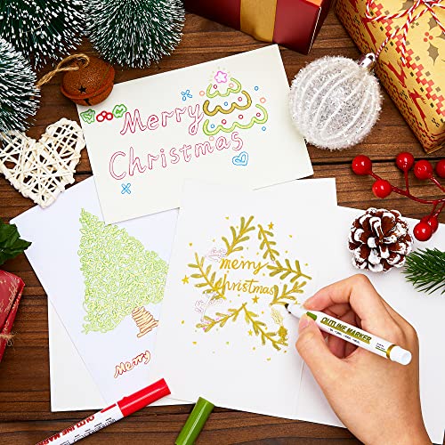 Shuttle Art 28 Pack Double Line Outline Markers, 14 Silver and 14 Gold Colors Squiggles Shimmer Markers Set, Self Outline Metallic Marker Pens for Drawing, Christmas Greeting Card, DIY Crafts - Image 3