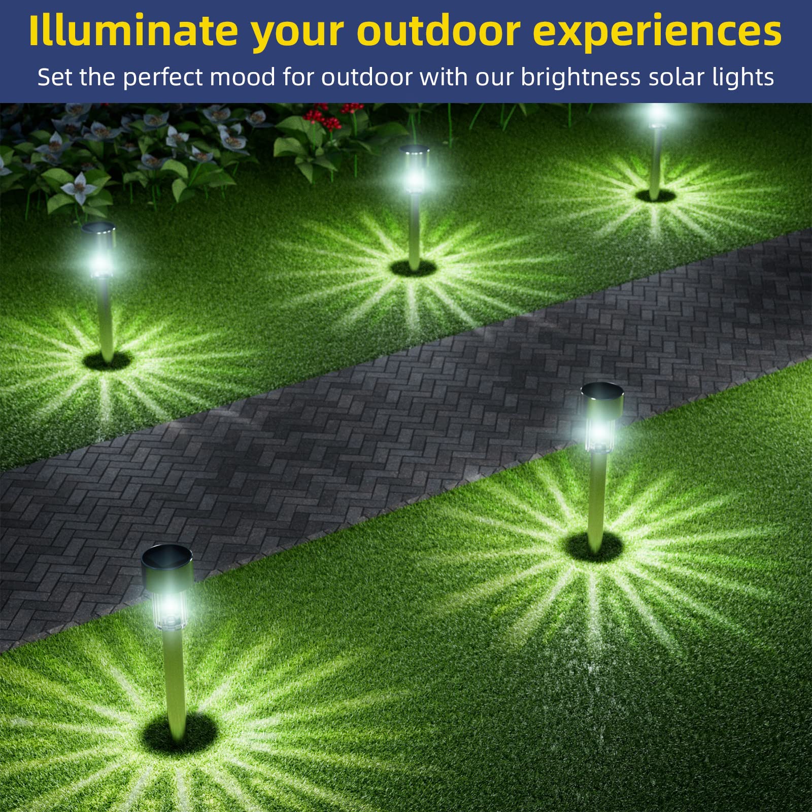 Cvosua Solar Outdoor Lights 12 Pack, Waterproof Outdoor Lights, Solar Garden Lights, Solar Powered Landscape Lighting for Pathway, Patio, Yard, Lawn, Walkway, Deck and Driveway - Image 4